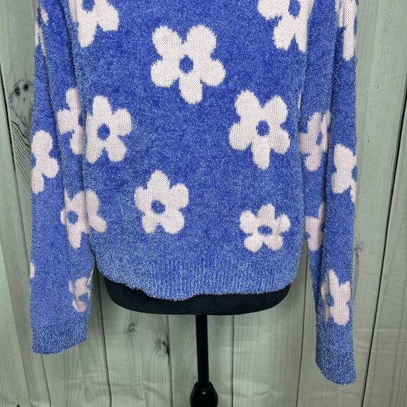 Art Class Fuzzy Flower Printed Sweater Purple Pink Floral Girls Size XXL (18) - Picture 9 of 9